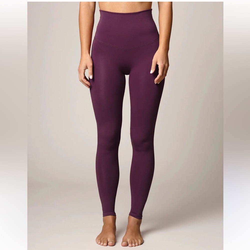 Emily Hsu Empower Flat Front Ultra High Waisted Contouring Leggings Eggplant